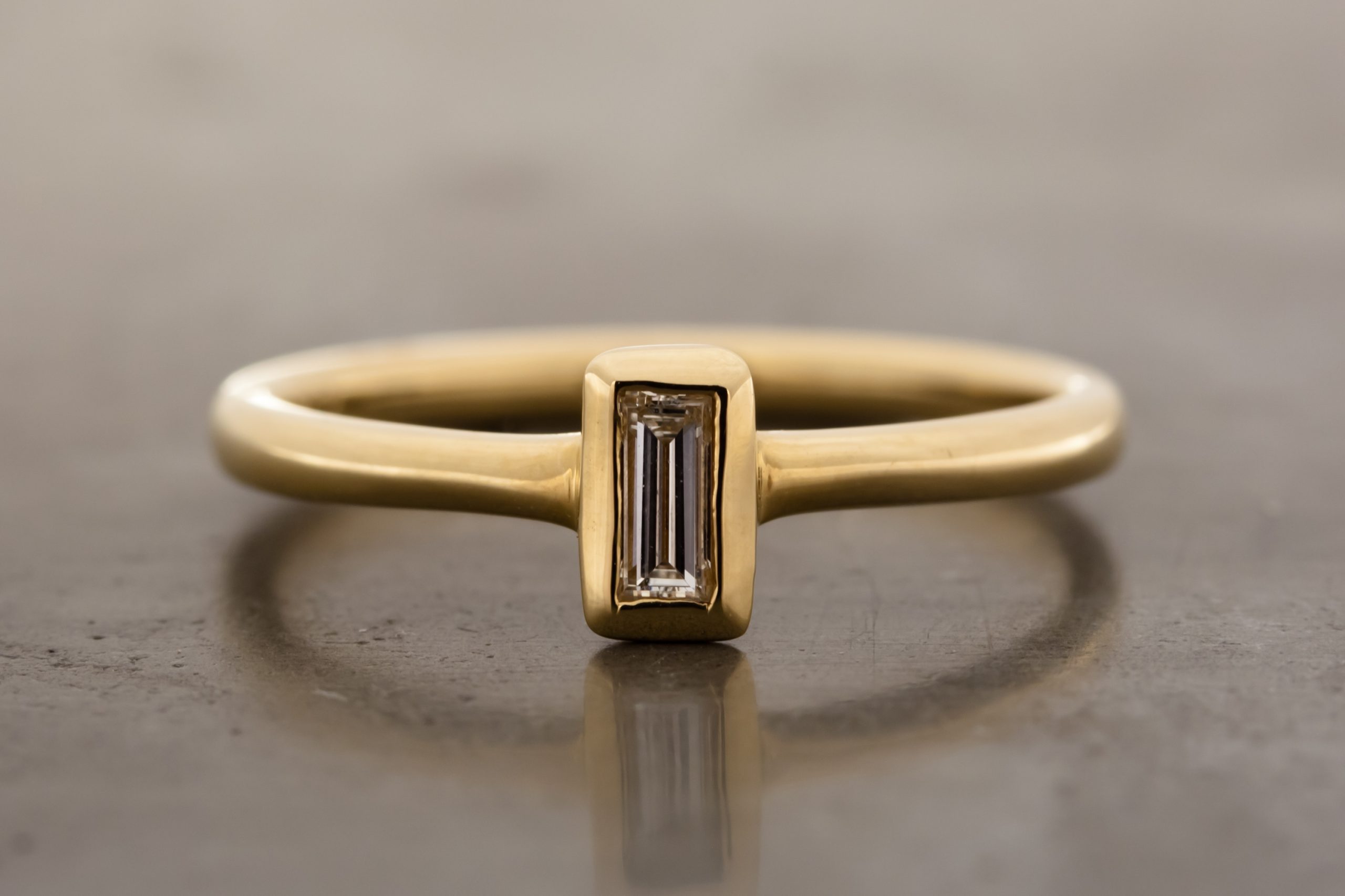 [一点もの] 0.1ct Baguette Cut Diamond K18 Gold Ring [Limited]