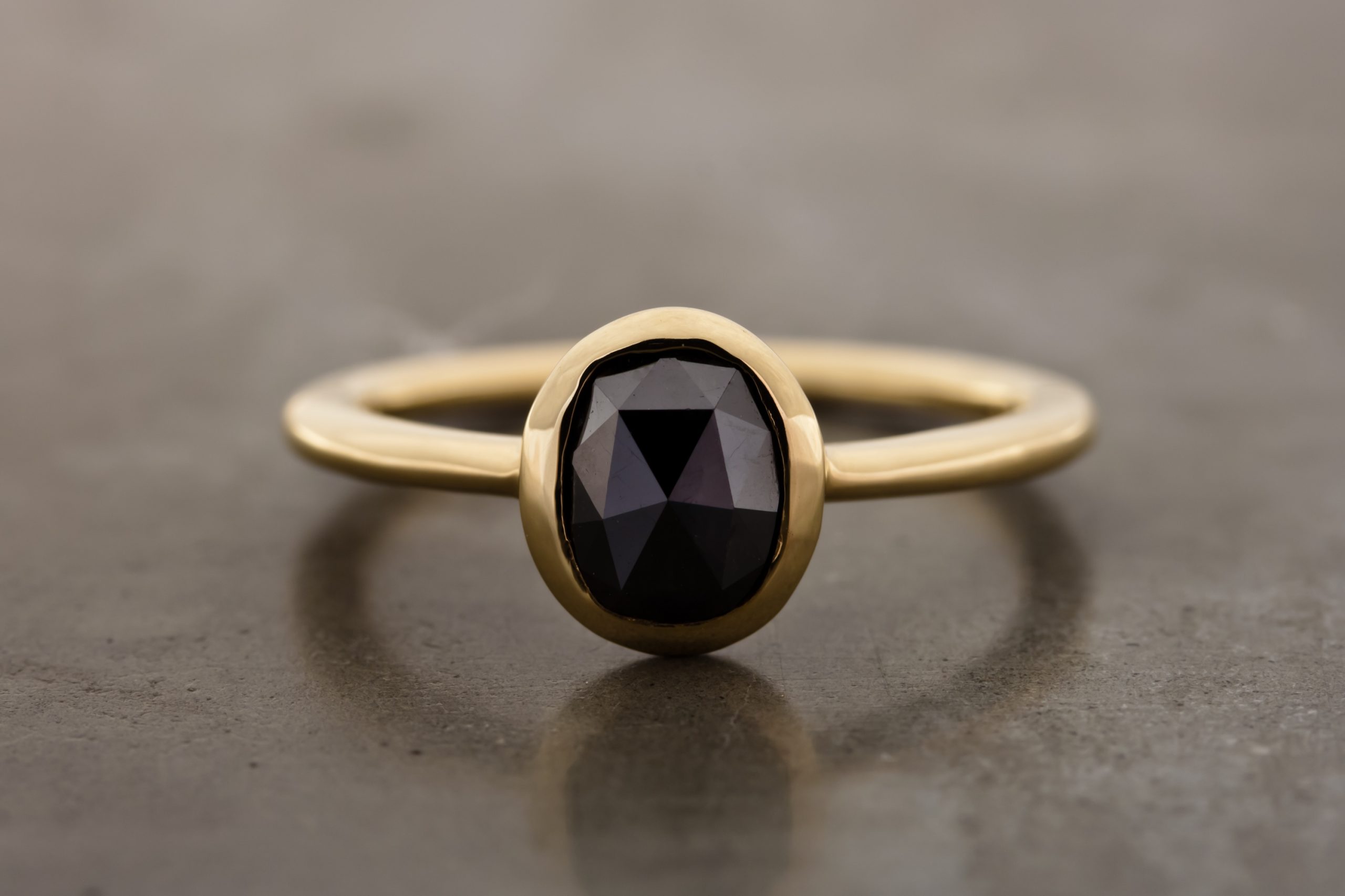 [一点もの] 0.76ct Oval Rose Cut Black Diamond K18 Gold Ring [Limited]