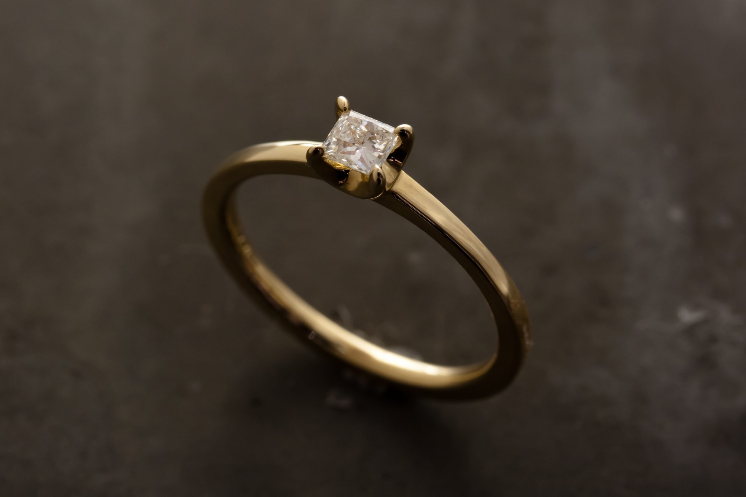 [一点もの] 0.15ct Princess Cut Diamond K18 Gold Ring [Limited]