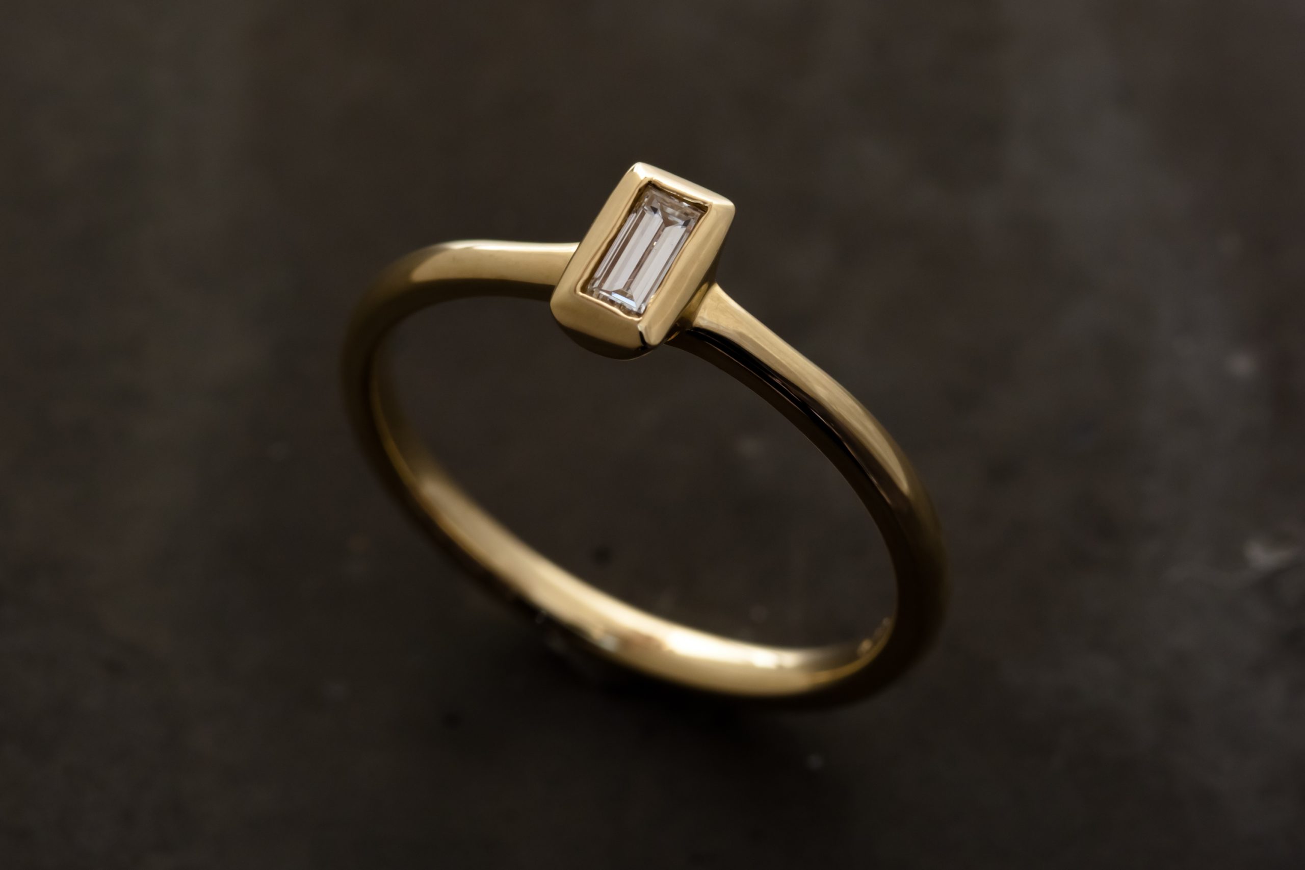 [一点もの] 0.1ct Baguette Cut Diamond K18 Gold Ring [Limited]