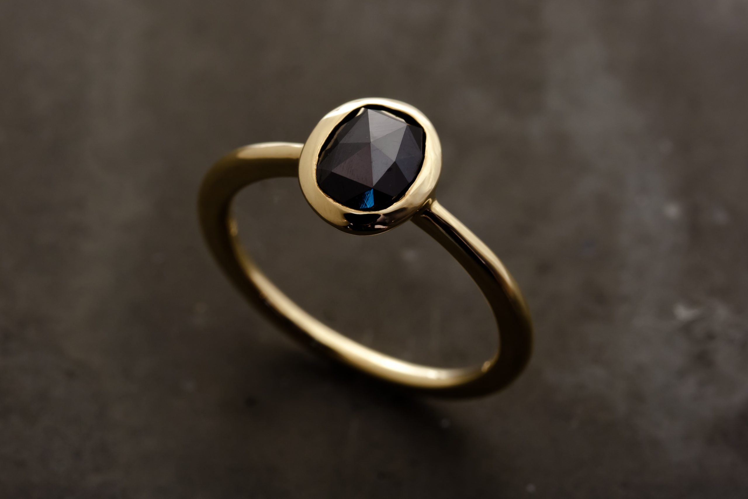 [一点もの] 0.76ct Oval Rose Cut Black Diamond K18 Gold Ring [Limited]